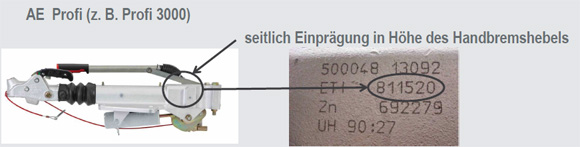 Alko ETi Nummer auf der Alko Profi Auflaufbremse